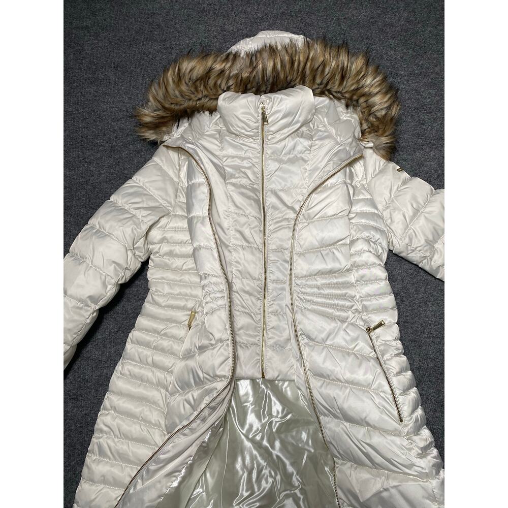 Laundry by Shelli Segal Cream Colored 3/4 Length Puffer Coat/ Jacket Women’s L - Picture 2 of 8